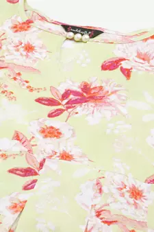 Light-green printed rayon ethnic-kurtis
