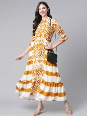 Mustard printed rayon ethnic-kurtis 5