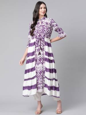 Purple printed rayon ethnic-kurtis 1