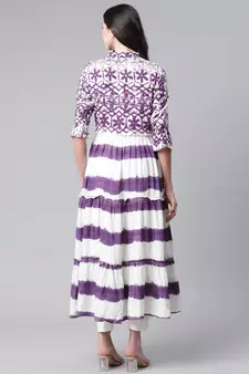 Purple printed rayon ethnic-kurtis