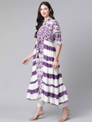 Purple printed rayon ethnic-kurtis 4