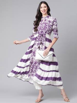Purple printed rayon ethnic-kurtis 5