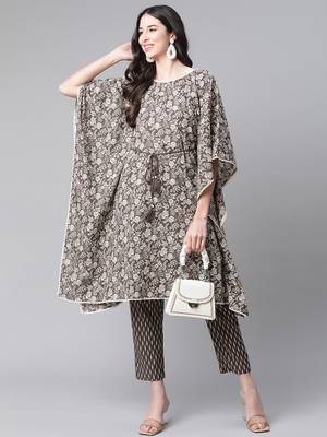 Coffee printed cotton ethnic-kurtis 5