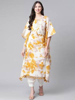 Mustard printed cotton ethnic-kurtis 1