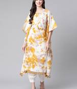Mustard printed cotton ethnic-kurtis