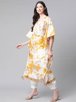 Mustard printed cotton ethnic-kurtis 4