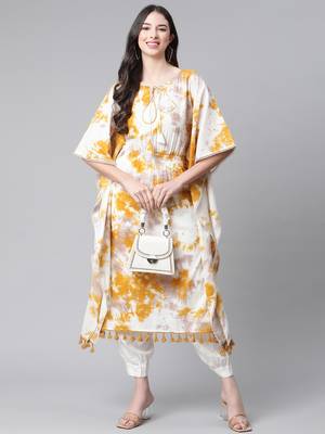 Mustard printed cotton ethnic-kurtis 5