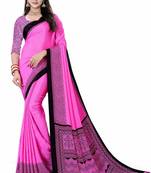 Pink Printed Crepe Silk Uniform Saree With Blouse Piece