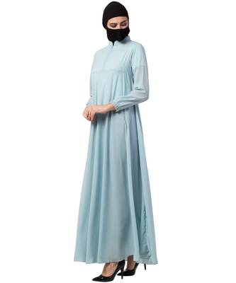 Sky Blue Abaya With Umbrella Flare 5