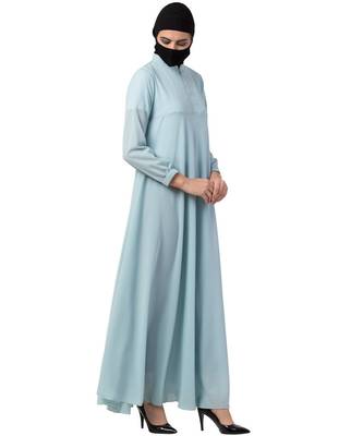 Sky Blue Abaya With Umbrella Flare 6