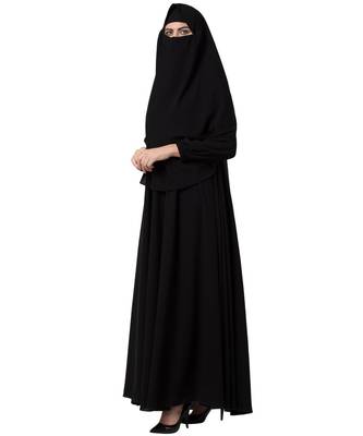 Black Umbrella Flare Abaya & Khimar Set 5