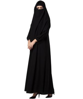 Black Umbrella Flare Abaya & Khimar Set 6