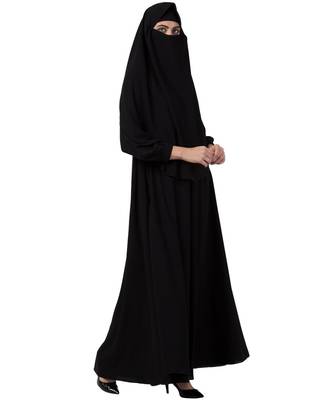 Black Umbrella Flare Abaya & Khimar Set 8