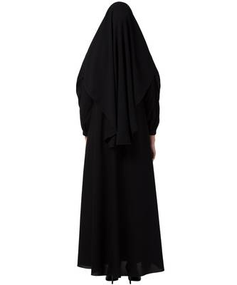 Black Umbrella Flare Abaya & Khimar Set 9