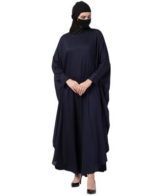 Navy Blue Cotton Rayon Kaftan Abaya 1