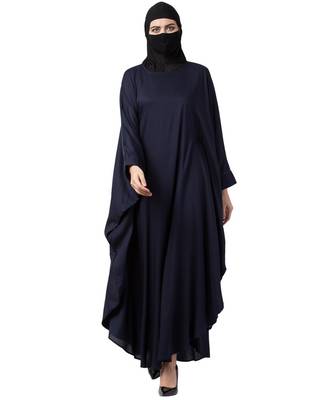 Navy Blue Cotton Rayon Kaftan Abaya 2