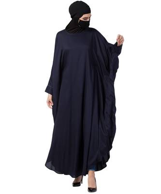 Navy Blue Cotton Rayon Kaftan Abaya 3