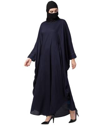 Navy Blue Cotton Rayon Kaftan Abaya 4