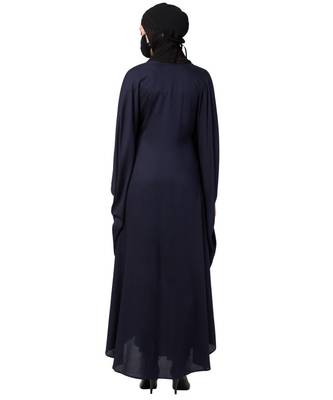 Navy Blue Cotton Rayon Kaftan Abaya 6