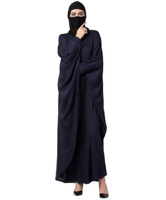 Navy Blue Cotton Rayon Kaftan Abaya 7
