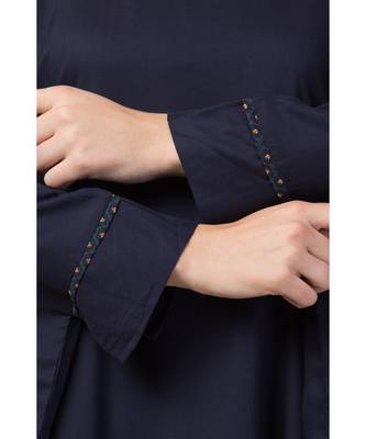 Navy Blue Cotton Rayon Kaftan Abaya 8