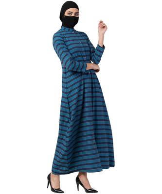 Teal Front Open Dress in Poly Cotton 6