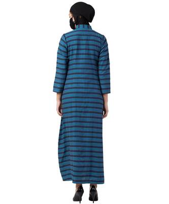 Teal Front Open Dress in Poly Cotton 7