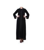 Black plain kashibo front open abaya