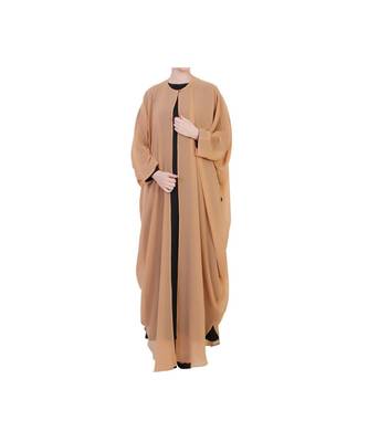 Beige three piece Abaya Set 1