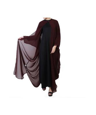 Wine three piece Abaya Set 1