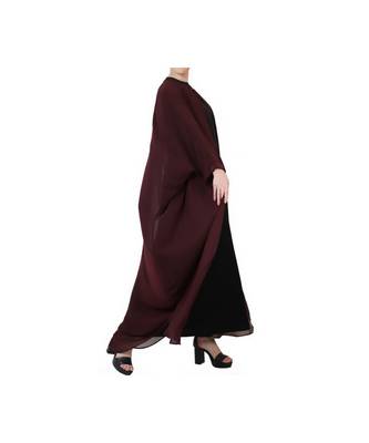 Wine three piece Abaya Set 2