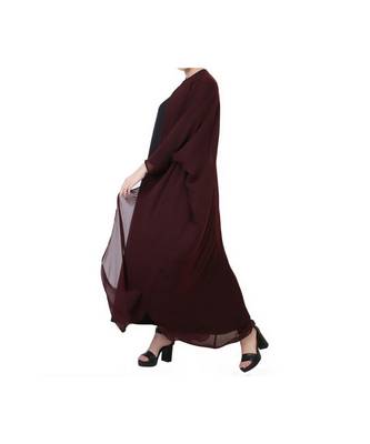 Wine three piece Abaya Set 3