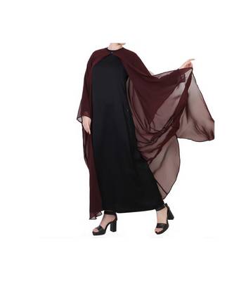 Wine three piece Abaya Set 4