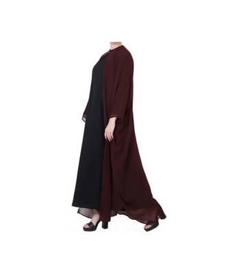 Wine three piece Abaya Set 5