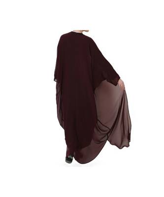 Wine three piece Abaya Set 7