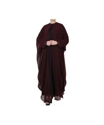 Wine three piece Abaya Set 9