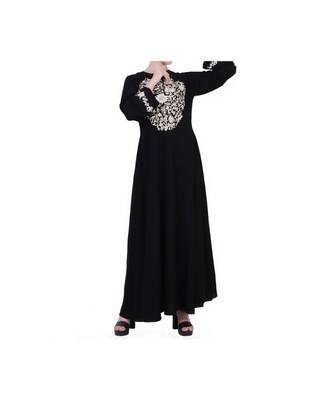 Black Umbrella Flare Dress With Embroidery 1