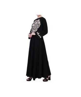 Black Umbrella Flare Dress With Embroidery 4