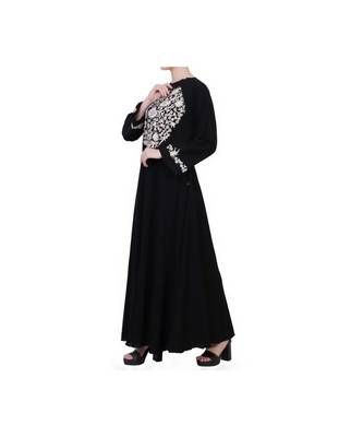 Black Umbrella Flare Dress With Embroidery 5