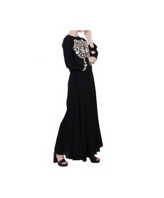 Black Umbrella Flare Dress With Embroidery 7