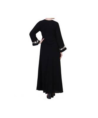 Black Umbrella Flare Dress With Embroidery 8