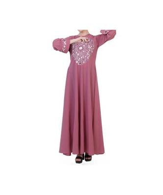 Pink Umbrella Flare Dress With Embroidery 1
