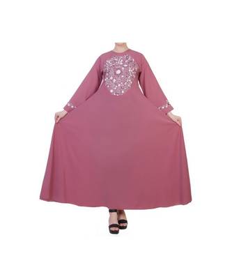 Pink Umbrella Flare Dress With Embroidery 2
