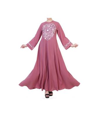 Pink Umbrella Flare Dress With Embroidery 3