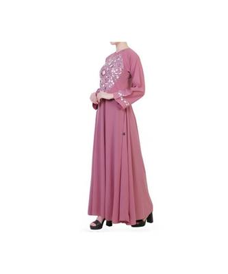 Pink Umbrella Flare Dress With Embroidery 4