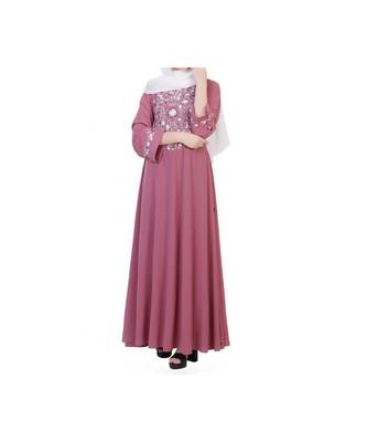 Pink Umbrella Flare Dress With Embroidery 10