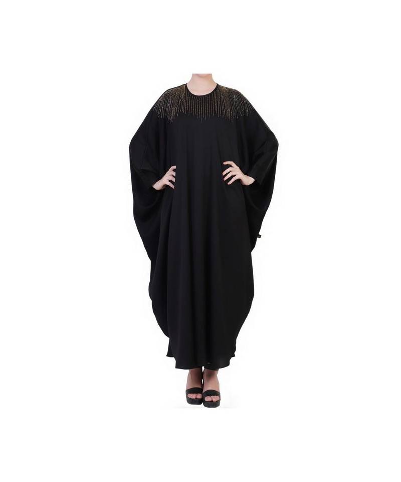 Black Kaftan Abaya With Hand Work Embellishments
