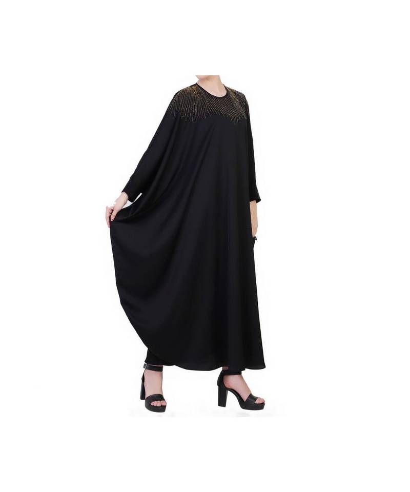 Black Kaftan Abaya With Hand Work Embellishments