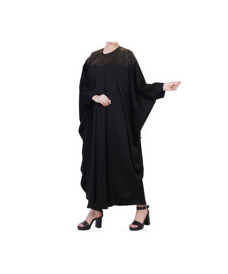 Black Kaftan Abaya With Hand Work Embellishments
