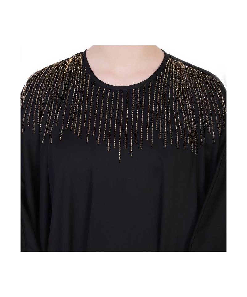 Black Kaftan Abaya With Hand Work Embellishments